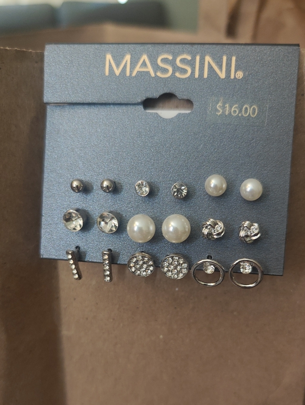 Massini Silver and Pearl Stud Earring Set D02 6749